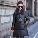 AllSaints2025秋冬中老年加厚真皮羽绒服女中长款妈妈装绵羊皮衣鹅绒服外套 黑色 M 【推荐100斤内】