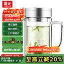 富光健牌双层玻璃杯支持团购定制茶杯办公杯带把 大容量男女水杯子