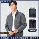 UOSO男士夹克休闲商务2025秋冬季新款中青年宽松立领工装外套男 A灰色 L 175 （适合110-125斤）