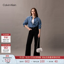 Calvin Klein时尚单肩包礼物链条包包金属字母旋扣翻盖CK女包斜挎马鞍包DH3240