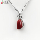 艳豪天然珊瑚吊坠牛血红阿卡18K金镶嵌吊坠挂坠高端珠宝本命年礼物