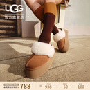 UGG秋季新款女士厚底LOGO松紧带懒人毛毛鞋1113474CHE|栗色36