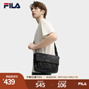 FILA【黑武士】斐乐斜挎包男包2025秋季新款老花轻便防泼水挎包单肩包 正黑色-BK XS
