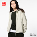 优衣库女装防风拉链连帽外套/内里摇粒绒户外防水472150 01 乳白色 M /160/84A
