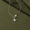 APM Monacobaby双流星六芒星银项链情侣颈链礼物送女友毛衣链