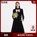 歌莉娅   丝绒外套+半裙两件套1BNRAB45A 00B黑色 XL (170)