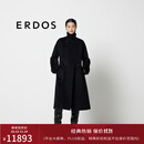ERDOS 宽松围裹保暖修身显瘦水波纹外套女毛呢大衣 黑 S 160/80A