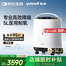 鱼跃制氧机5L升超轻音家用老人医用级吸氧气触屏带雾化8F-5W
