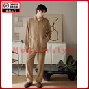 FENTENGG【抗静电】法兰绒情侣睡衣女冬季保暖加厚珊瑚绒男家居服套装 74305暖咖-男 XL