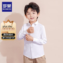 罗蒙儿童白衬衫男童女童长袖小学生表演校园服饰 白色 150