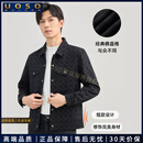 UOSO男士夹克衫2025秋冬季新款潮流百搭棋盘格翻领时尚短款工装外套男 A格子黑 XL 180 （适合130-140斤）