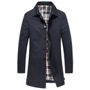 UOSO男装品牌风衣男士春秋季新款纯棉休闲翻领修身中长款外套 黑色 XL 180/96XL