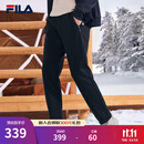 斐乐（FILA）官方冬季新款男子加绒保暖长裤针织直筒运动裤子百搭通勤休闲长裤 【加绒版】正黑色-BK L 175/84A
