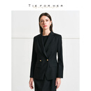 TIE FOR HER Harvard学府西装 廓形小个子羊毛极简通勤女士西装外套 经典黑 LES011A M