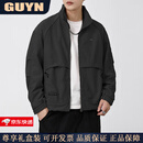 GUYN高端品牌男装美式复古工装夹克男2025春秋新款时尚宽松立领外套男 黑色 黑色 2XL