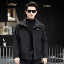 UOSO高端男士冲锋衣男秋冬季新款中年商务休闲外套男加绒保暖连帽夹克 黑色 抓绒内里*2 5XL 195 咨询客服领取优惠