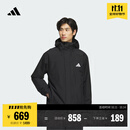 adidas拒水加绒内胆三合一连帽外套男女秋冬阿迪达斯官方轻运动 黑色   L