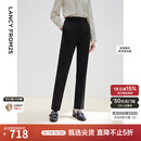 朗姿2025年春季新款高级感气质黑色直筒西裤职业长裤通勤西装裤女 黑色 L