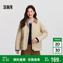 森马（Semir）棉服女冬季中长款轻薄宽松拼接灯芯绒翻领插肩袖棉衣101724112007