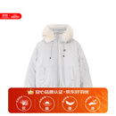 F426【赵露思许妍同款】90绒加厚大毛领工装派克连帽羽绒服 白灰色 M