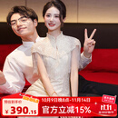 泰勒马丁香槟色新中式订婚礼服2025新款新娘婚纱主纱高档回门敬酒服秀禾服 HF059 M