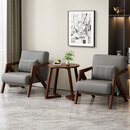 休息区接待单人小沙发茶几美容院酒店会客皮实木休闲洽谈桌椅组合 1桌2椅 灰色猫抓皮