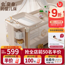 优乐博（ULOP）星梦折叠婴儿床多功能拼接床可移动宝宝床新生儿哄睡神器摇摇床 豪华顶配 一键折叠婴儿床-星河金 摇篮婴儿床带蚊帐尿布台-送棕垫