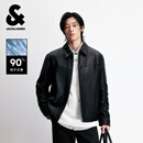 杰克·琼斯（JACK&JONES）男装2025年冬季新款皮衣质感百搭羊皮革潮流夹克羽绒服225428001 E40黑色 M （175）