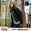 Navigare意大利小帆船短款女士真皮皮衣秋季时尚百搭上衣翻领羊皮革外套 暗夜黑 XL