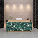 公司前台酒店大堂圆弧接待台店铺不锈钢收银台仿大理石纹烤漆吧台 款式4 180x60x100cm