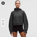 lululemon丨Scuba 女士超宽松款半拉链连帽衫 LW3HTPS 杂色黑 线上专售 M /L