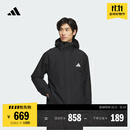 adidas拒水加绒内胆三合一连帽外套男女秋冬阿迪达斯官方轻运动 黑色   L