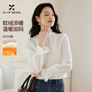 香影法式白色蕾丝衫女2025秋冬新款半高领正肩打底衫气质镂空上衣 鹭白 M 160/84A/95-110斤