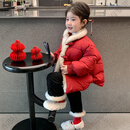 富罗迷（follow me）儿童羽绒服2025秋冬新款女童冬装加厚中国风外套洋气冬季宝宝上衣 安可拉红棉服 100 默认尺码4