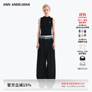 ANN ANDELMAN【王玉雯同款】官方直营 牛仔腰头拼接西裤直筒长裤 黑色 XS