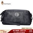 暇步士（Hush Puppies） 手拿包包头层牛皮大容量休闲商务男包银灰色送男朋友生日礼物