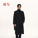 速写男装2025冬新品毛呢大衣H型宽松插肩袖9PA811630 001本黑 L