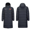 李宁（LI-NING） 运动羽绒服轻薄蓬松羽毛球系列过膝连帽冬季保暖宽松外套 羽绒服长款-黑色 L