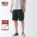 无印良品（MUJI）男式 不易沾水弹力 工装短裤 裤子 休闲裤  AED81C3S 黑色 L
