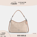 蔻驰（COACH）奥莱女士女包经典标志LAUREL流浪包单肩包斜挎通勤麻将包 SV/沙黄色/灰褐色