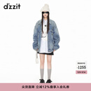 DZZIT地素牛仔印花棉服外套春季百搭涂鸦甜酷少女风上衣女 蓝色 S