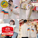 G.DUCKKIDS婴儿新年亲子装冬一家三口四口全家装母子母女彩虹毛绒加厚外套 白色1 110 童上衣