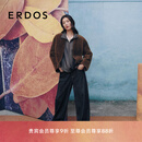 ERDOS【秀场同系列】25秋冬V领皮毛一体两穿拉贡女皮外套夹克 橄榄绿 M 165/84A