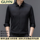 GUYN轻奢男装品牌长袖格子衬衫男2025春秋款潮流百搭青年休闲衬衣 黑色 黑色 L 50