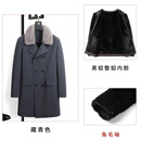 【军大衣】尼克服男水貂整貂内胆中长款防寒服冬季保暖外套西装领 藏青色+黑貂整貂内胆 2XL 180
