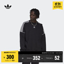 adidas廓形法式毛圈布运动圆领卫衣套头衫男装秋季阿迪达斯三叶草 黑色   M