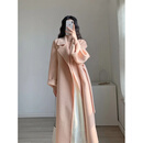 鄂尔多斯市产羊绒大衣女新款秋冬双面羊绒女长款纯羊毛呢大衣 橘 XS 小个子尺码(适合100斤以下)