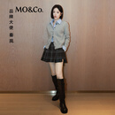 MO&Co.【秦岚同款】裙裤2025冬新品智性学院格纹压褶A字短裙MBE4SOTT05 灰黑格 L /170