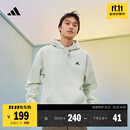 adidas情侣加绒加厚宽松连帽长袖套头卫衣男女秋冬阿迪达斯轻运动 浅绿   L