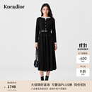 珂莱蒂尔2025年冬季新款假两件绵羊毛混纺法式针织连衣裙小黑裙女 黑色 M